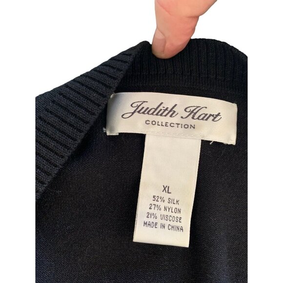 Judith Hart Collection Silk Blend Cardigan Sweater Beaded Crocheted XL Designer - Picture 6 of 11
